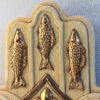 Hamsa Ceramic Handmade with Gold Plating - Big - Beige - Image 2